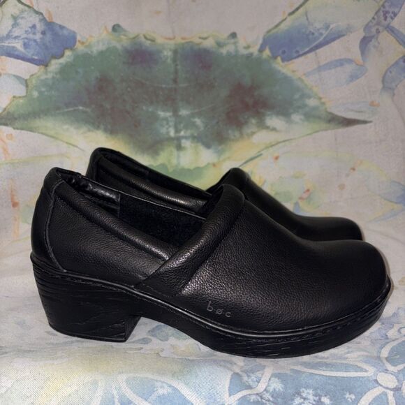 B.O.C Born Concept Nadiyya Black Leather Clog Womens 8 M EUC - Picture 1 of 7